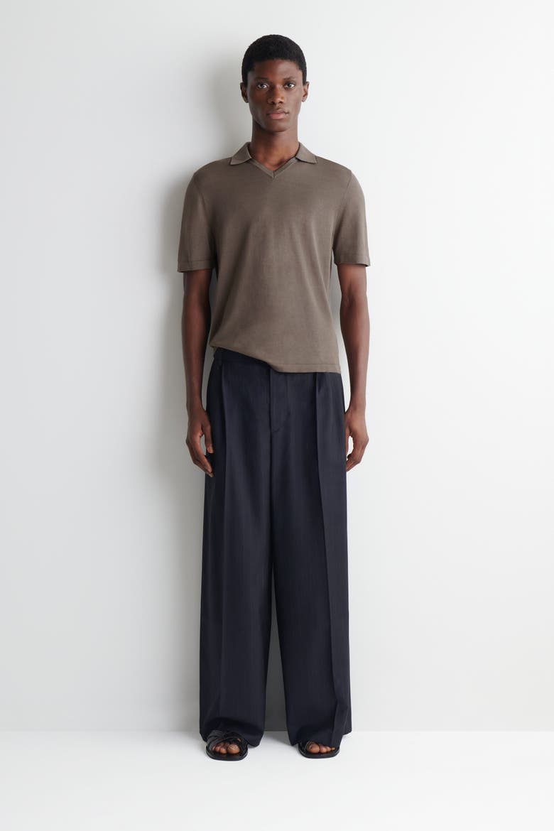 Pleated Relaxed-fit Wide-leg Pants, Main, color, NAVY / PINSTRIPED