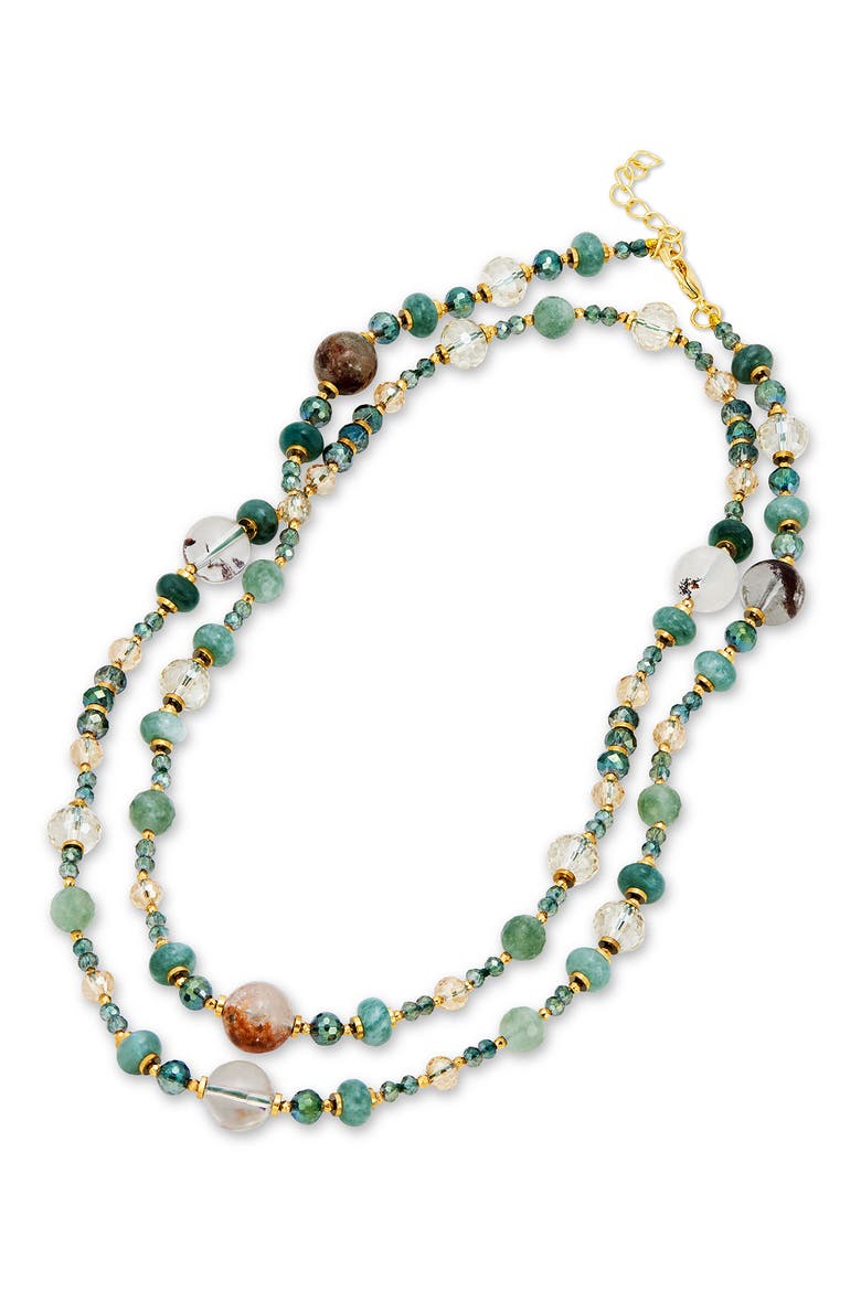 Multi Strand Gemstone Necklace, Alternate, color, GREEN