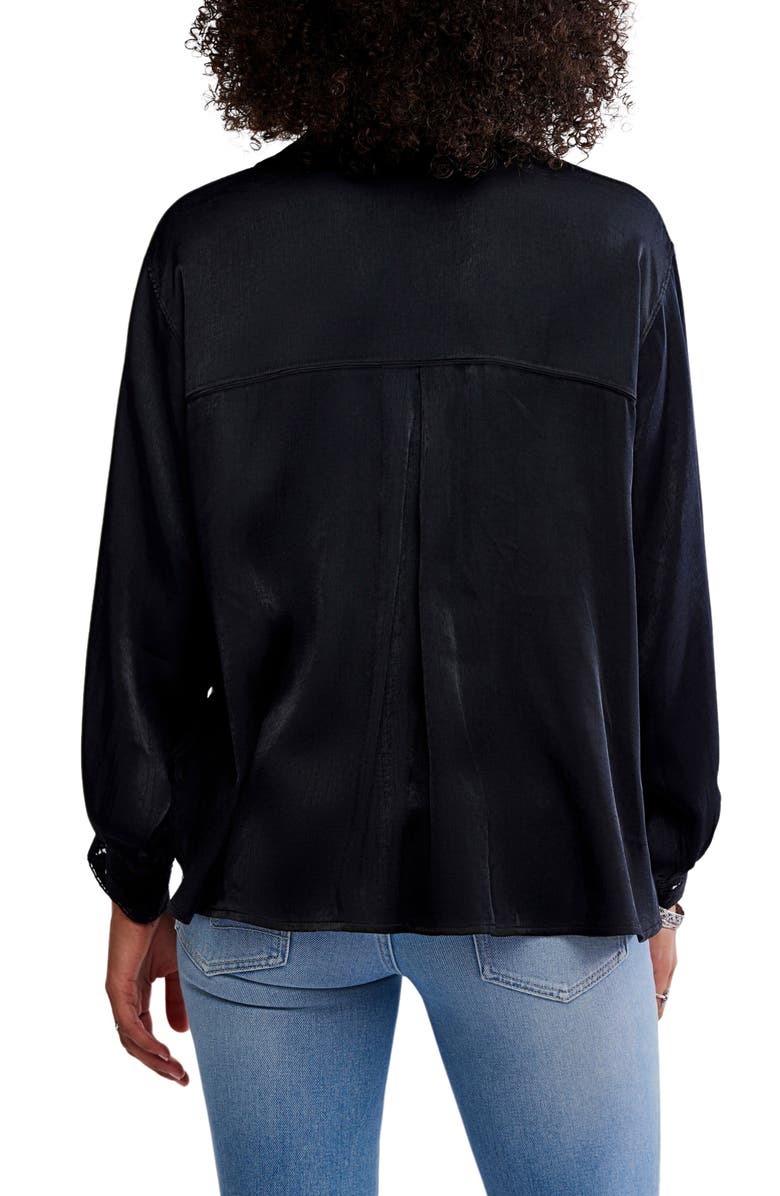 Free People Midnight Muse Pajama Shirt, Alternate, color, Black