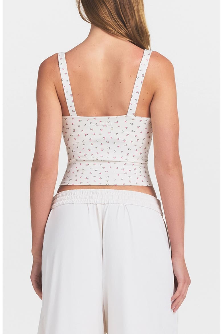 Matte Floral Square Neck Tank, Alternate, color, NSKM ACTV IVORY/ NSKM FLAMINGO
