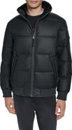 KARL LAGERFELD PARIS Quilted Bomber Jacket with Faux Shearling Collar