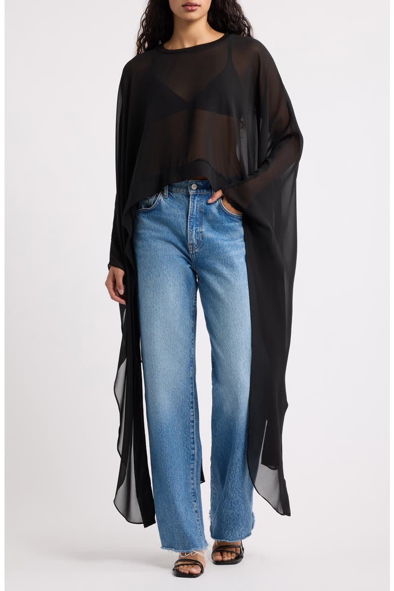 Silver Springs Cape Sleeve Top, Main, color, BLACK
