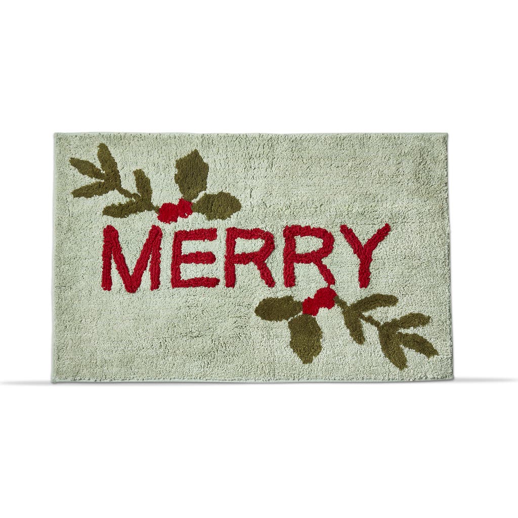 Tag Merry Sprig Christmas Door Mat Green Multi Cotton Washable In Multi
