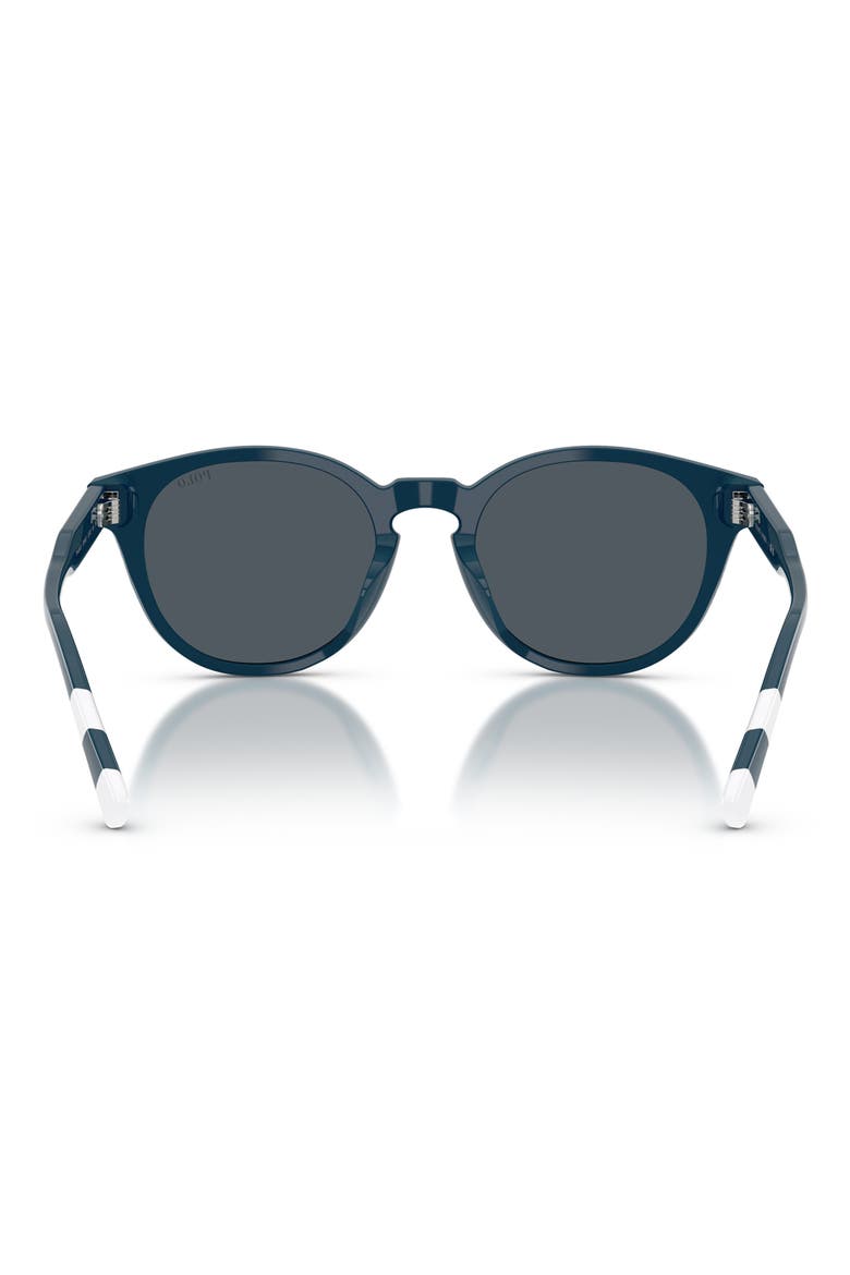 52mm Round Sunglasses, Alternate, color, SHINY BLUE / DARK GREY