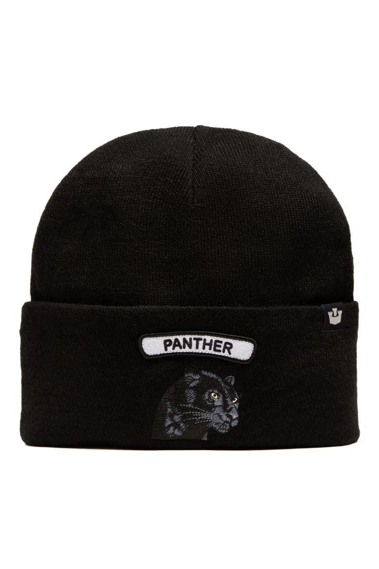 Soft Rock Panther Merino Wool Blend Beanie, Alternate, color, BLACK