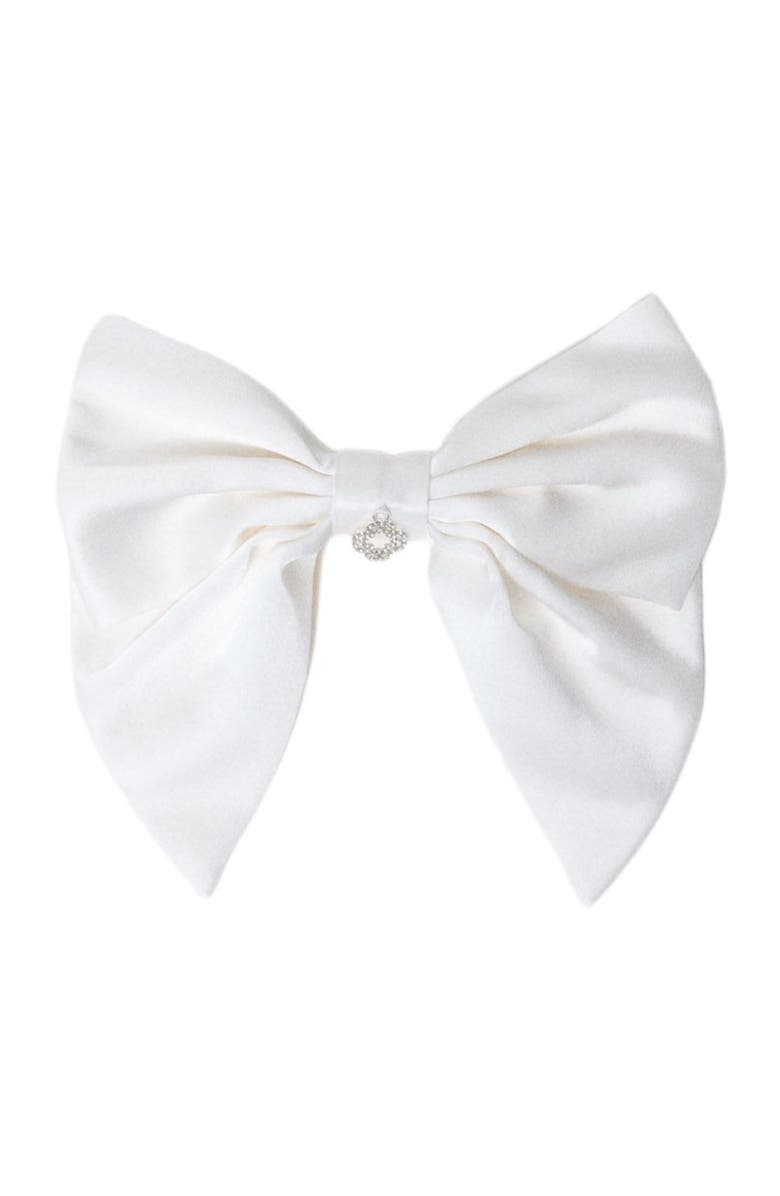 maje Satin-effect bow barrette, Main, color, White
