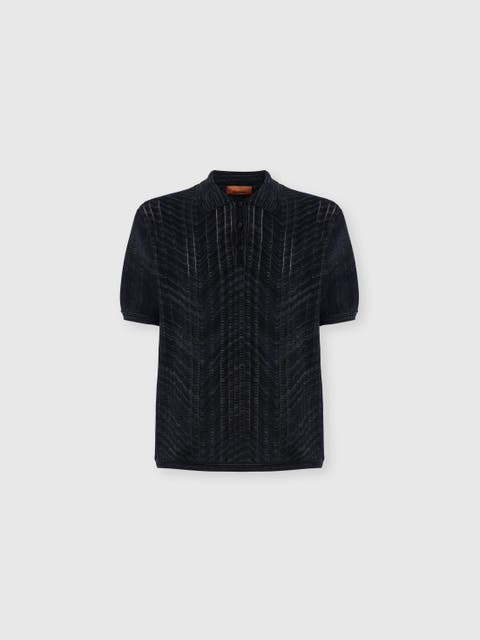 Openwork Knit Cotton And Viscose Polo Shirt