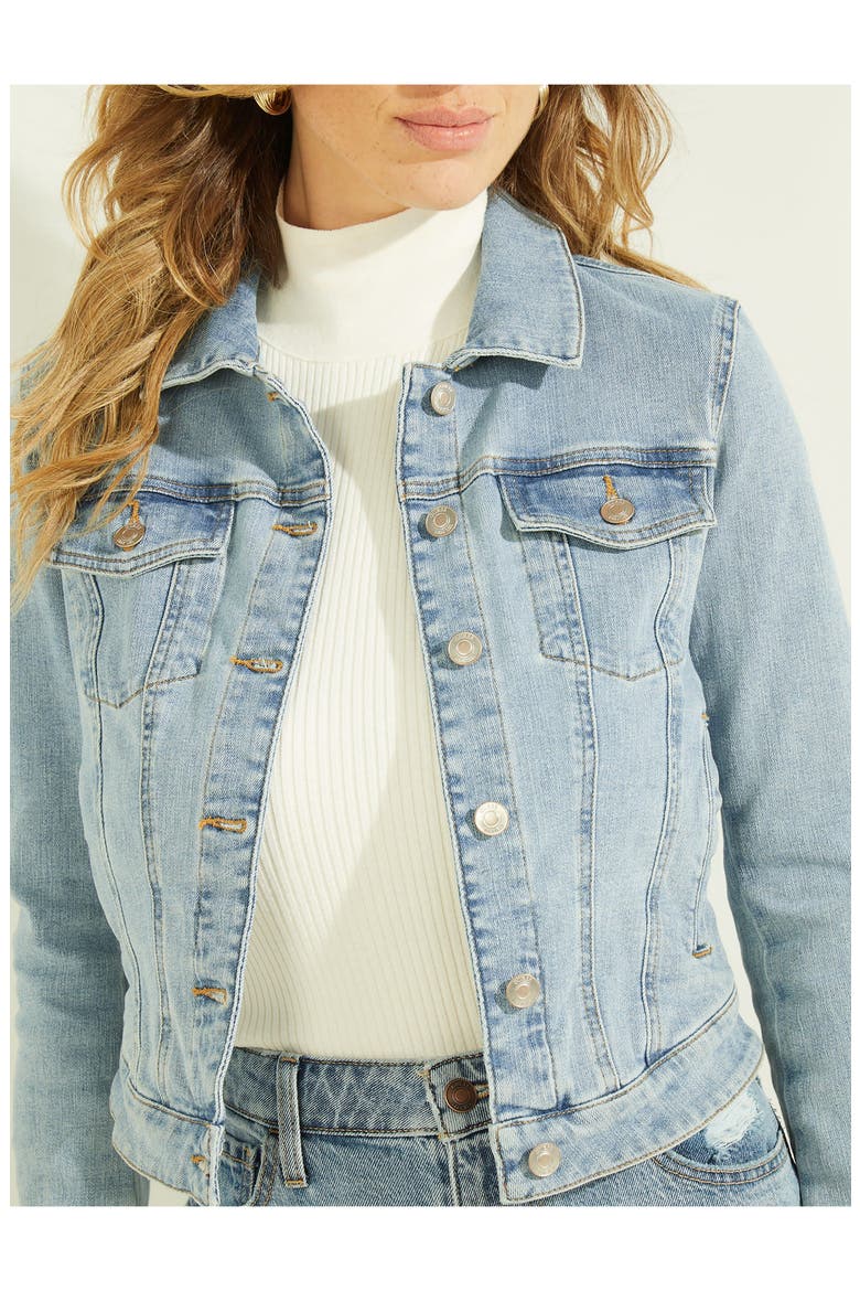 Sexy Denim Trucker Jacket, Alternate, color, ARWA-BRIGH