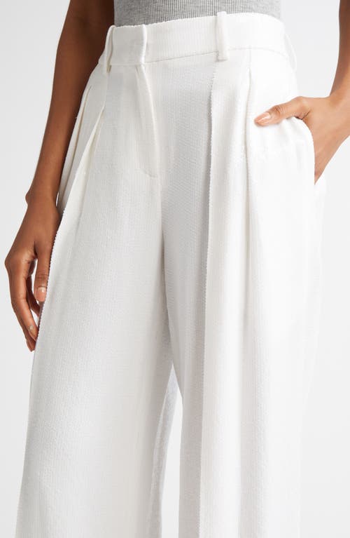 Michael Kors Collection Pleated Sequin Slouch Trousers In Optic White