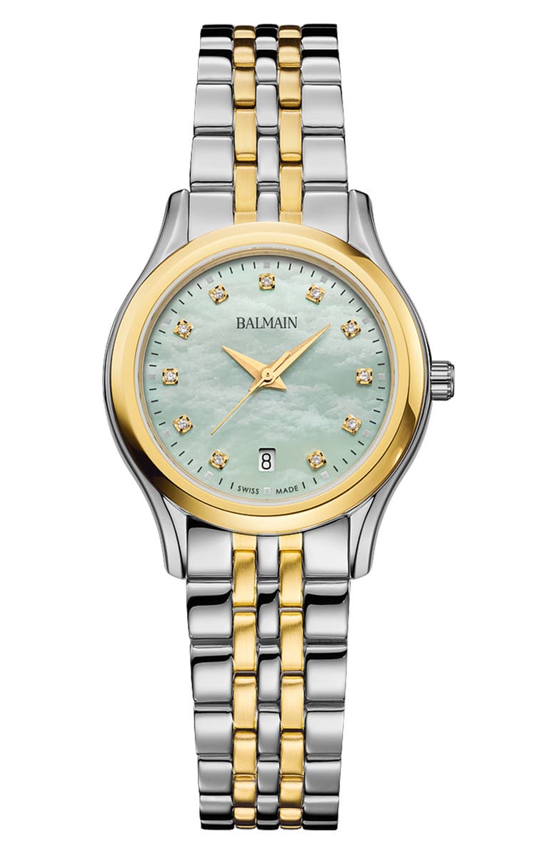 BALMAIN WATCHES Diamond Two-Tone Bracelet Watch, 28mm, Main, color, Bicolor Stainless Steel