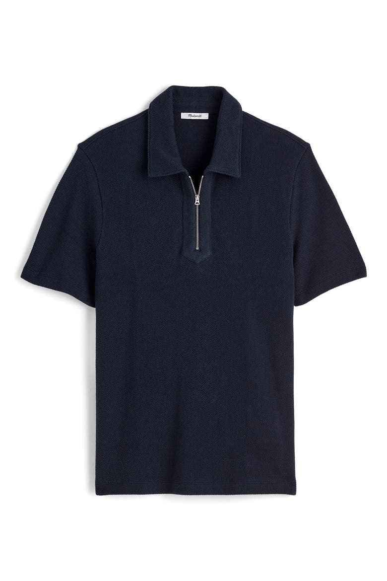 Quarter Zip Pique Polo Shirt, Alternate, color, DARK NAVY