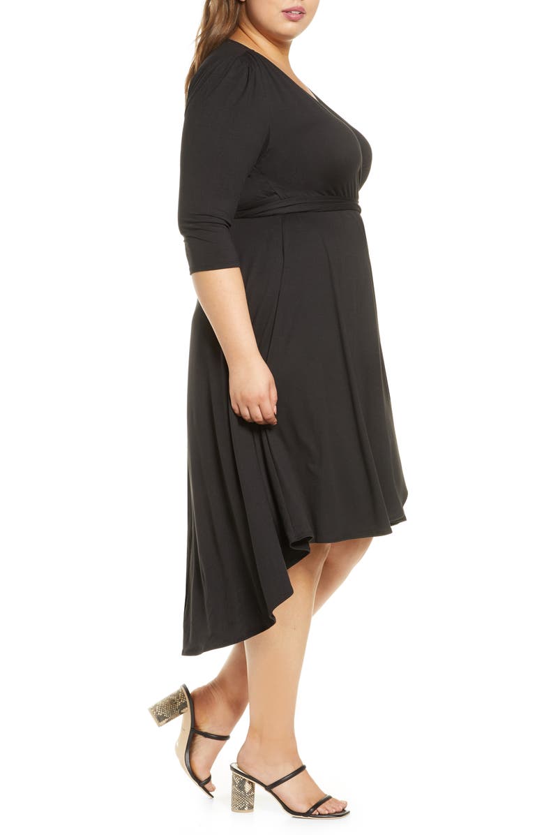 Kiyonna Winona High/Low Wrap Dress, Alternate, color, Black Noir