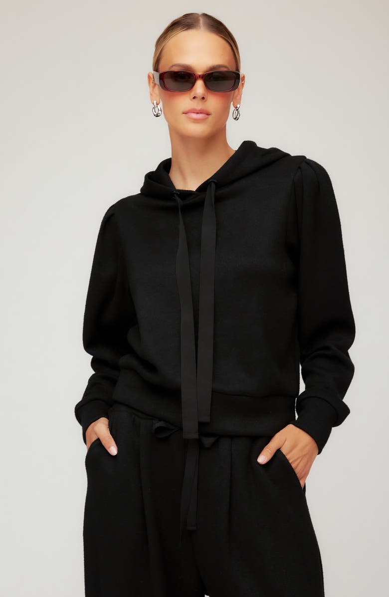 FIFTEEN TWENTY Nyri Pleat Shoulder Hoodie, Alternate, color, Black