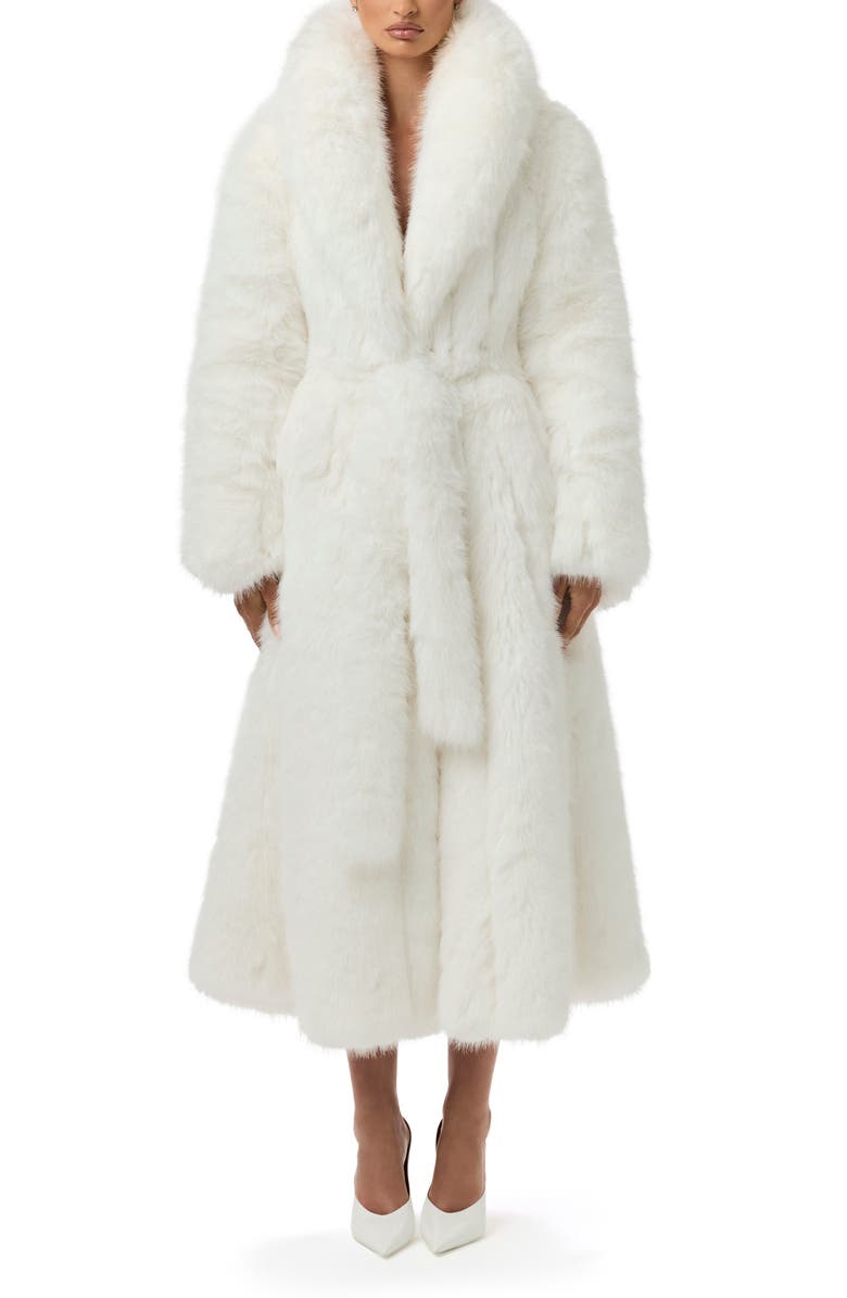 Naked Wardrobe Pelted Faux Fur Coat, Main, color, White