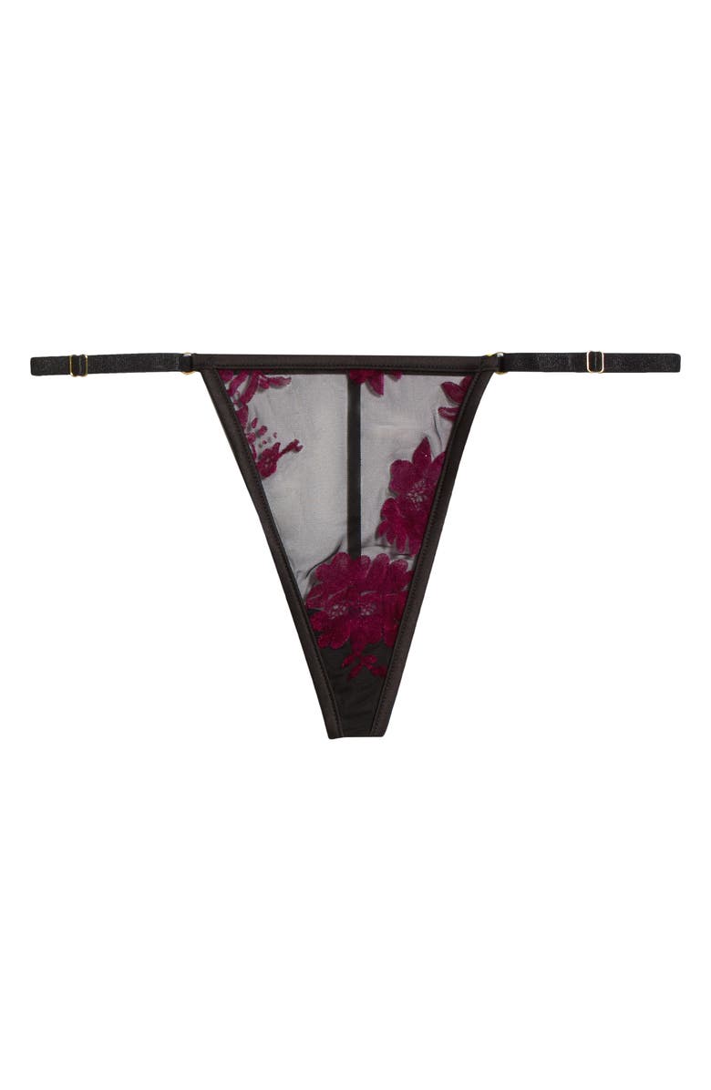 KILO BRAVA Floral Flocked G-String, Alternate, color, Black-Boysenberry