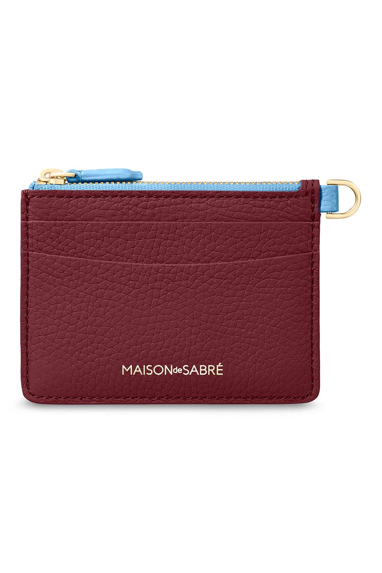 Leather Zipped Card Pouch, Main, color, Plum Sky