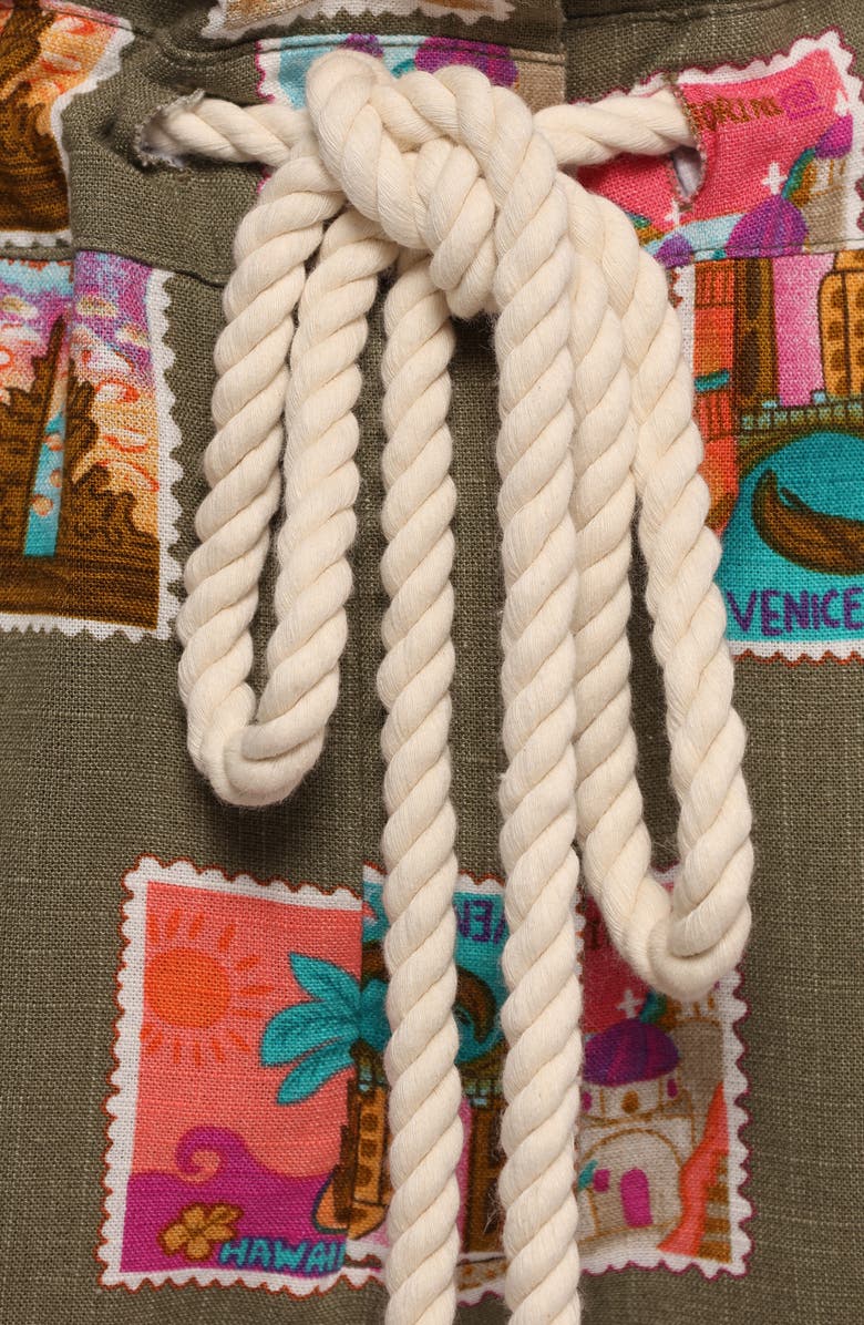 Petal & Pup Everlee Postcard Print Romper, Alternate, color, Olive Print