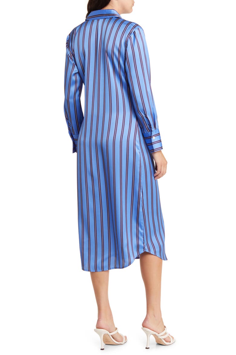 Lacey Stripe Tie Front Long Sleeve Sateen Shirtdress, Alternate, color, PRIMROSE STRIPE