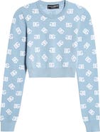 Dolce&Gabbana Logo Jacquard Crop Crewneck Sweater