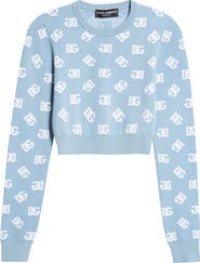 Dolce&Gabbana Logo Jacquard Crop Crewneck Sweater
