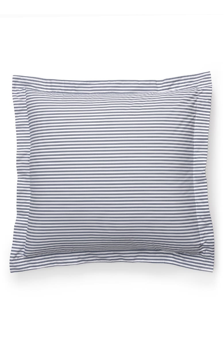 Petite Plume French Ticking Euro Sham, Main, color, Navy