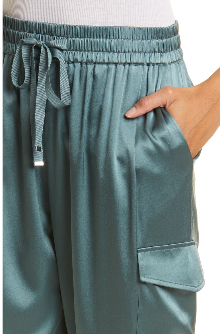 Elsie Stretch Silk Joggers, Alternate, color, TEAL