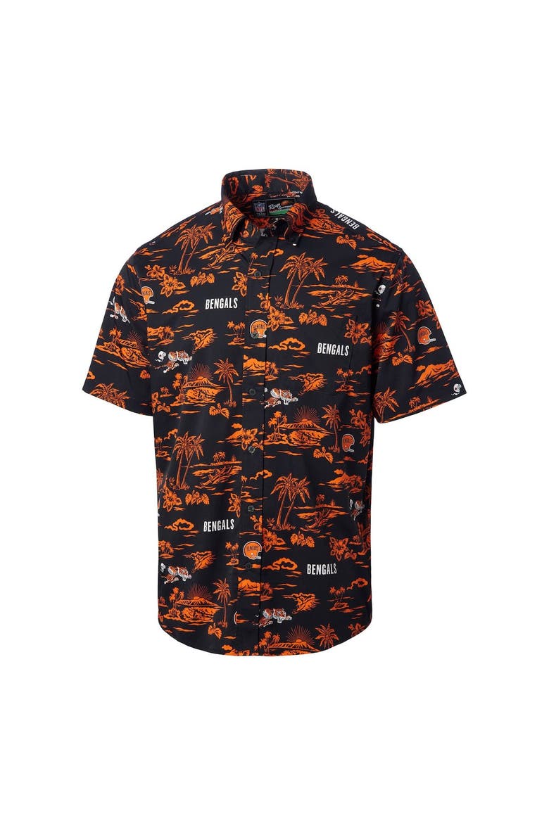 Men's Reyn Spooner Black Cincinnati Bengals Throwback Kekai Print Button-Up Shirt, Alternate, color, Black