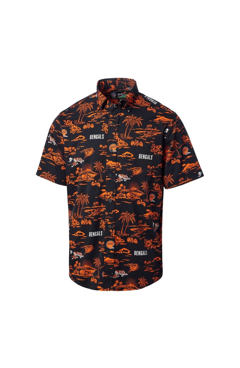 Reyn Spooner Men's Reyn Spooner Black Cincinnati Bengals Throwback Kekai Print Button-Up Shirt, Alternate, color, Black