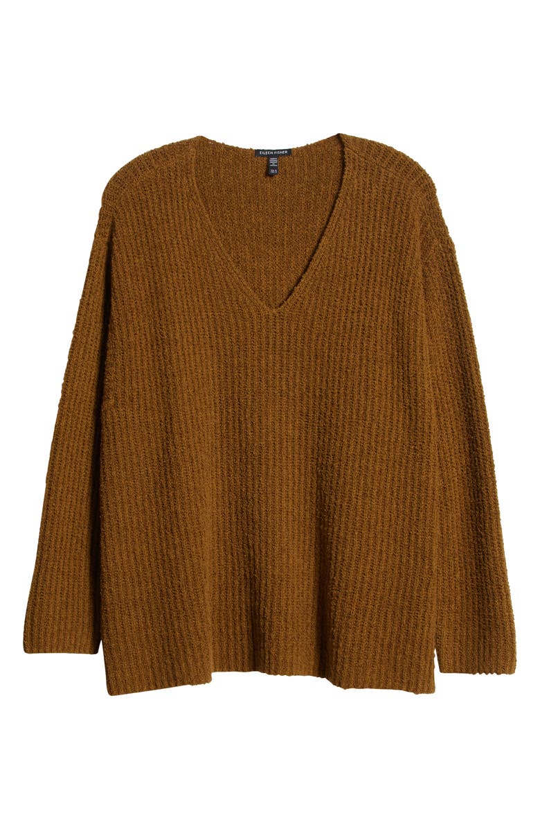 Eileen Fisher V-Neck Organic Cotton & Cashmere Blend Sweater, Alternate, color, Gold Leaf
