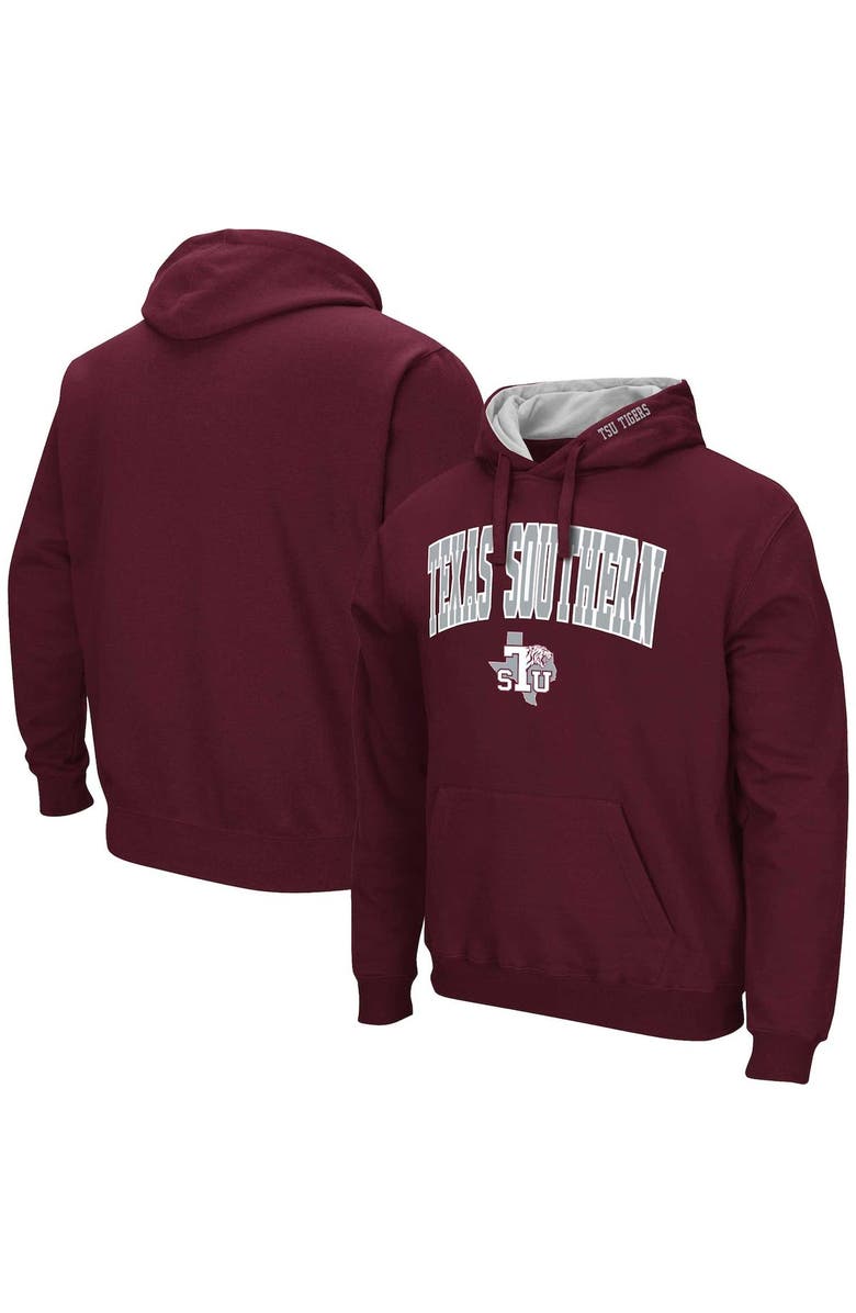 COLOSSEUM Men's Colosseum Maroon Texas Southern Tigers Arch & Logo 3.0 Pullover Hoodie, Main, color, Maroon