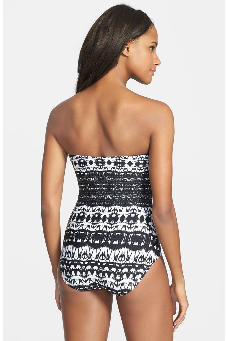 Badgley Mischka Bandeau Maillot, Alternate, color, BLACK/WHITE