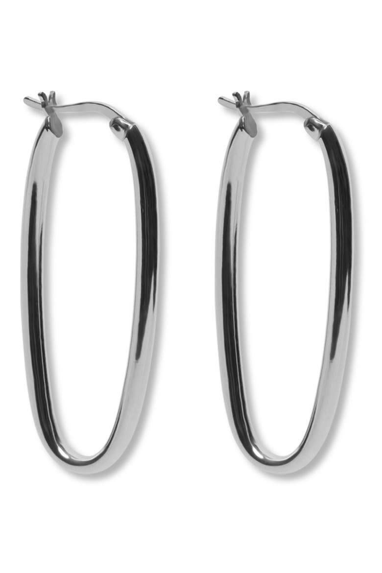 Sterling Silver Oval Hoop Earrings, Main, color, SILVER