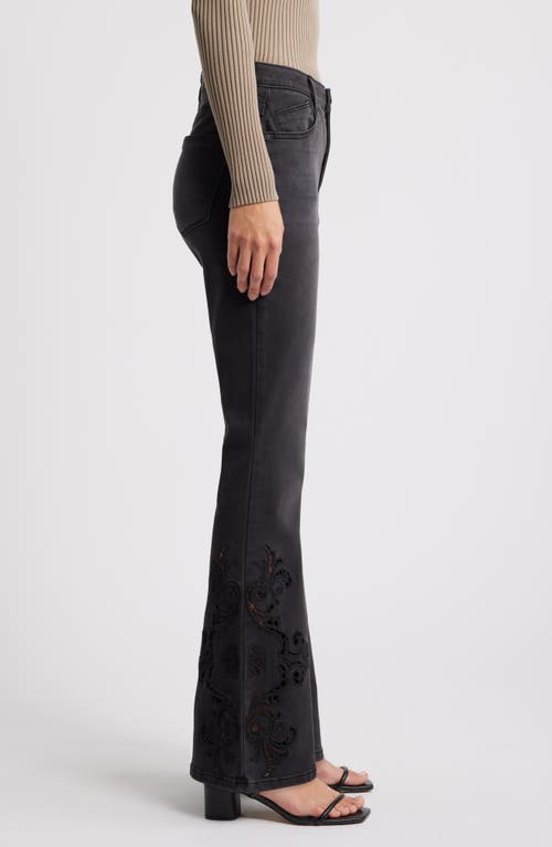 Wit & Wisdom 'ab'solution Embroidered High Waist Flare Jeans In Washed Black