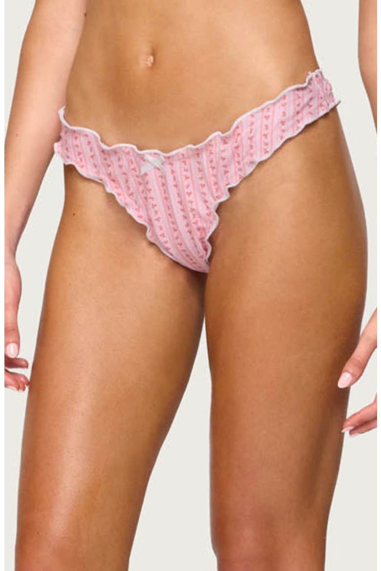 Lettuce Edge Hipster Bikini Bottoms, Alternate, color, PINK