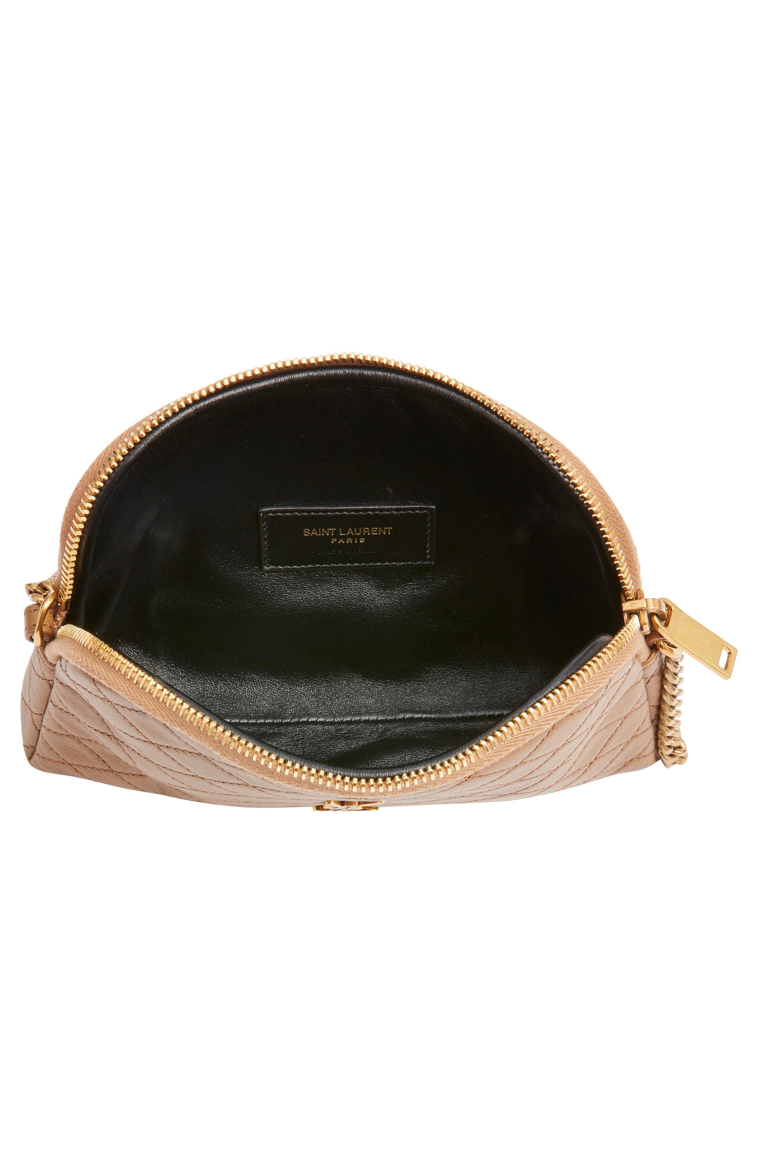 Saint Laurent Gaby Quilted Leather Crossbody Pouch, Alternate, color, Dark Cork