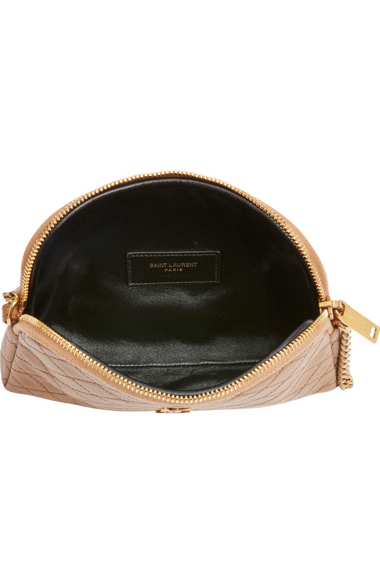 Saint Laurent Gaby Quilted Leather Crossbody Pouch, Alternate, color, Dark Cork
