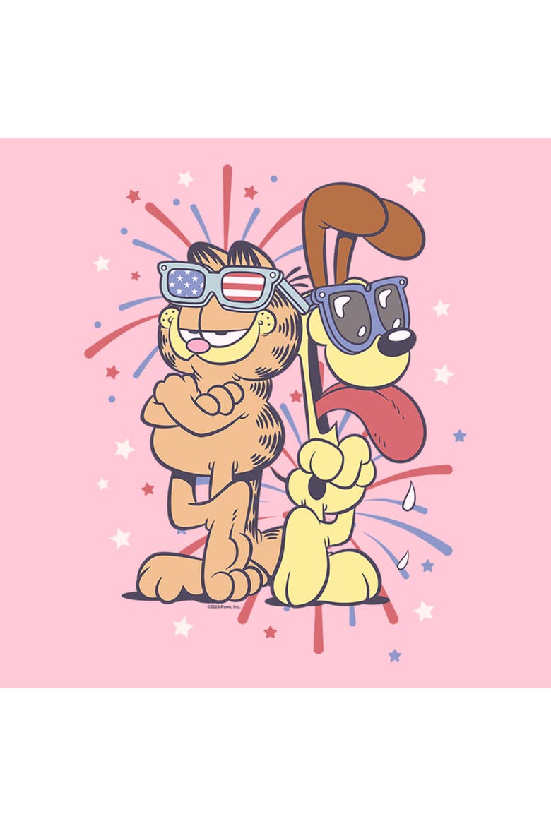 Girl's Garfield Patriotic Cat and Dog Celebration  Graphic T-Shirt, Alternate, color, Light Pink