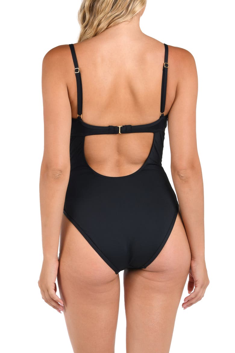 Island Mesh Stripe Mesh Underwire One-Piece Swimsuit, Alternate, color, BLACK