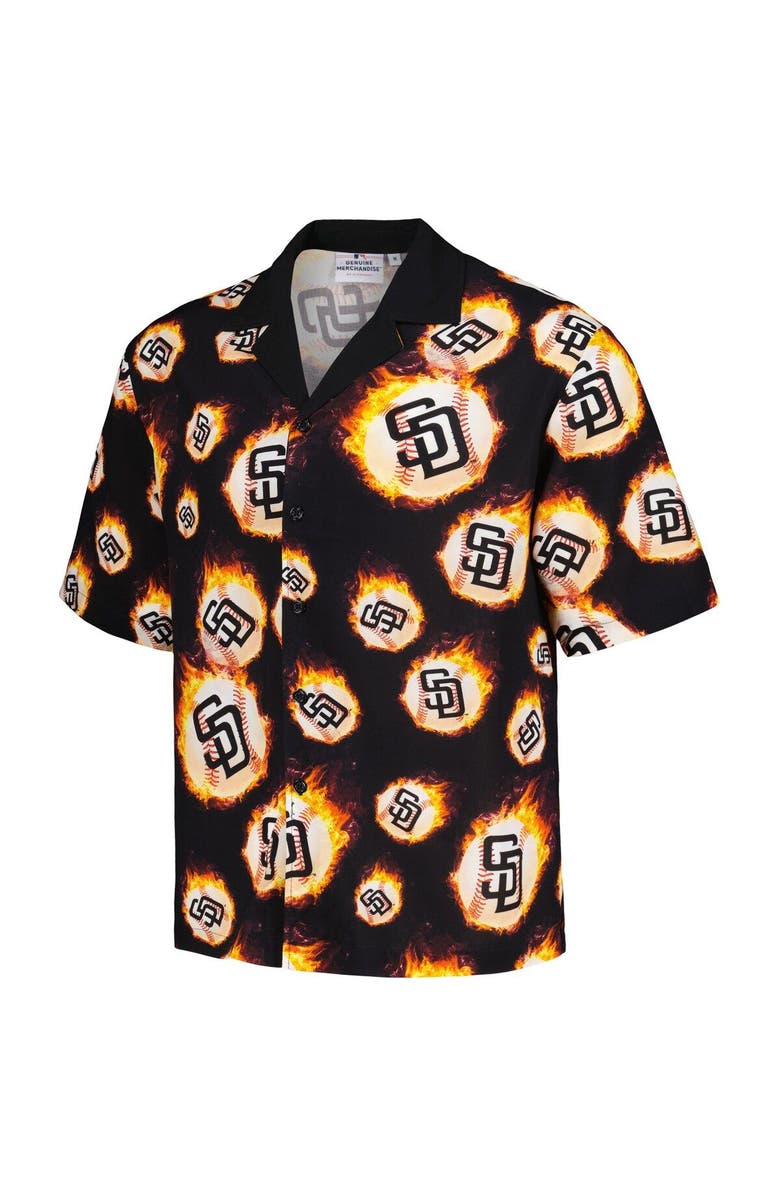 PLEASURES Men's PLEASURES  Black San Diego Padres Flame Fireball Button-Up Shirt, Alternate, color, Black