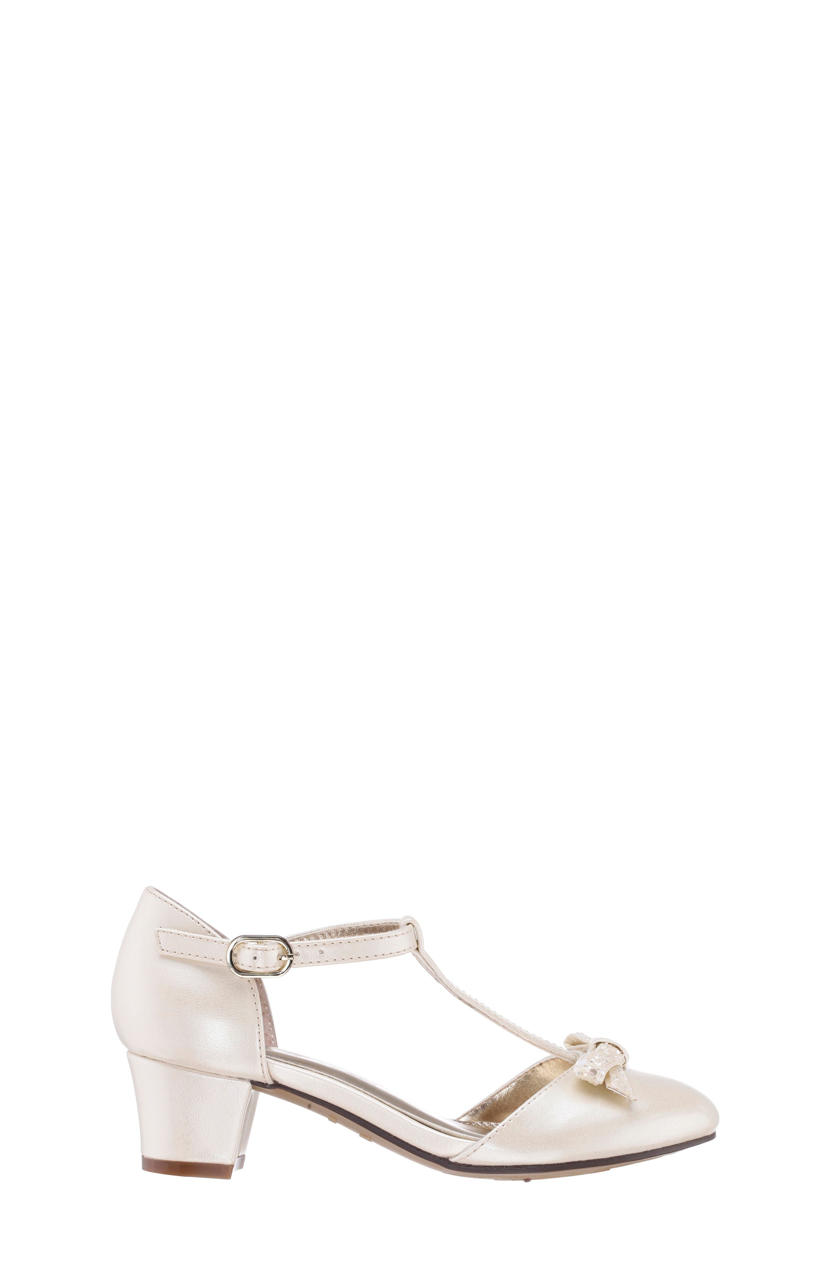 Nina Bow Detail T-Strap Pump, Alternate, color, Ivory