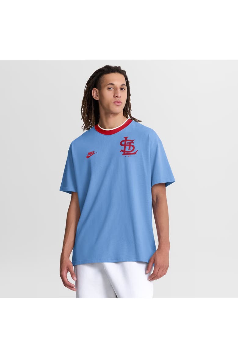 Men's Nike Light Blue St. Louis Cardinals Cooperstown Collection Ringer T-Shirt, Main, color, Light Blue