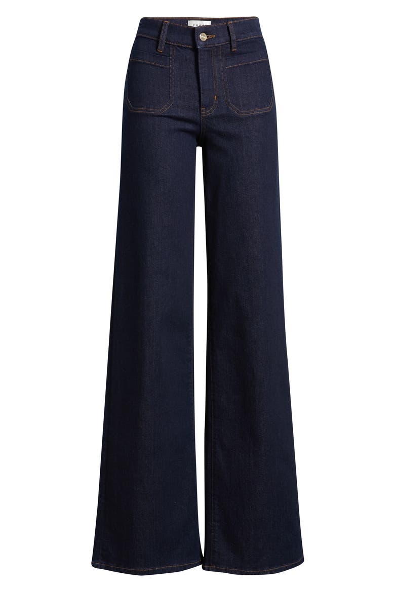 Le Slim Palazzo Long Modernist Pocket Wide Leg Jeans, Alternate, color, RINSE