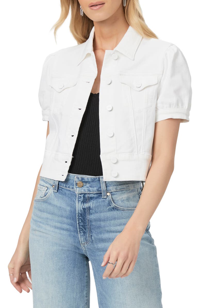 PAIGE Kendra Short Sleeve Crop Denim Jacket, Main, color, 