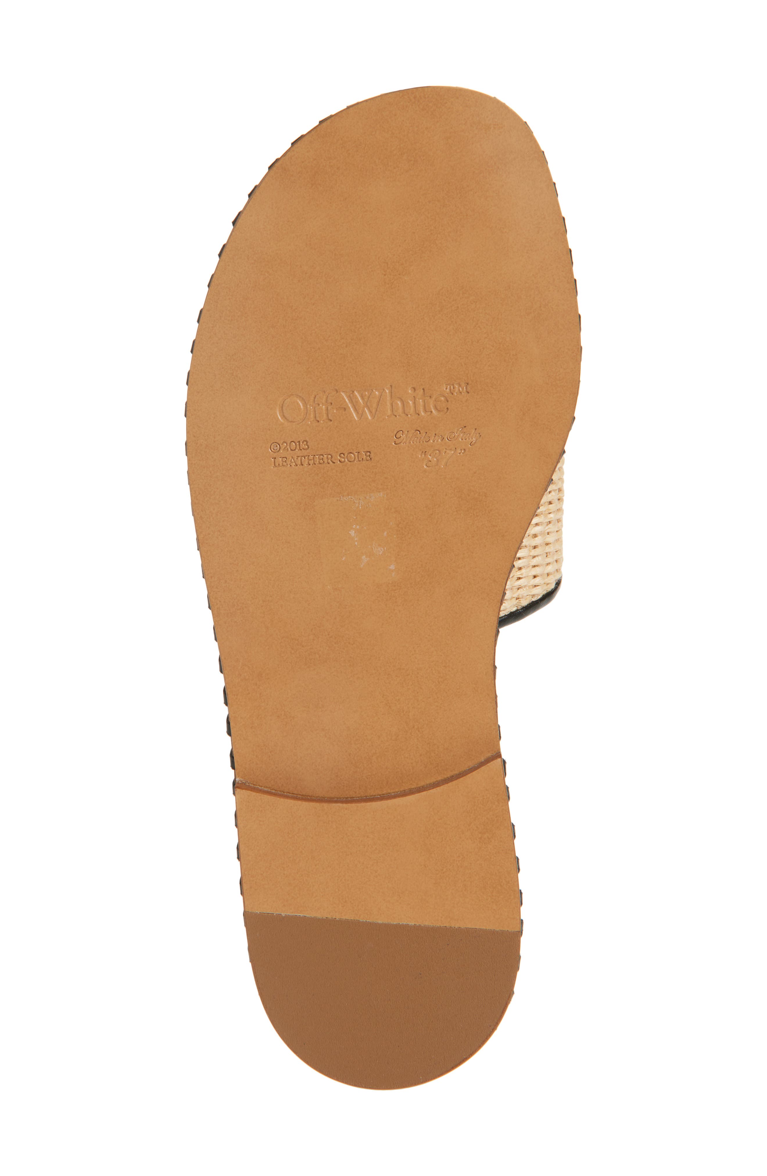 Off-White Twist Raffia Arrow Slide Sandal, Alternate, color, 