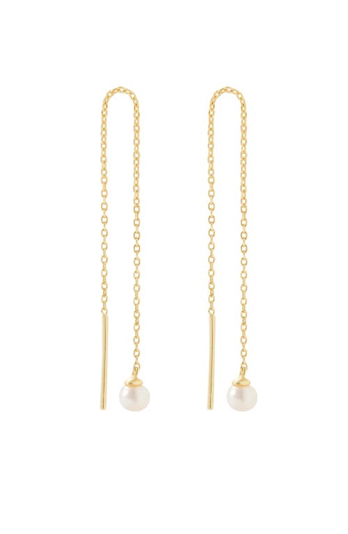 Ana Luisa Pearl Threader Earrings In Gold