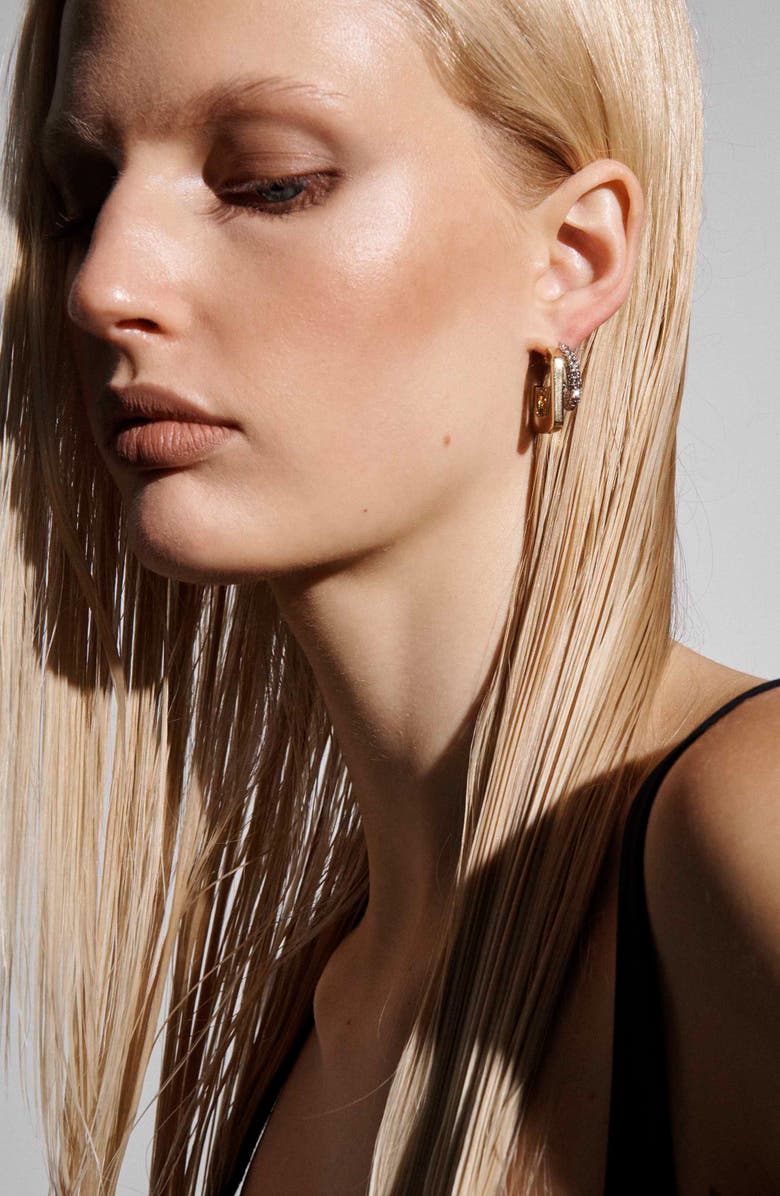 DEMARSON Mini Tina Pavé Earrings, Alternate, color, Gold/ Pave