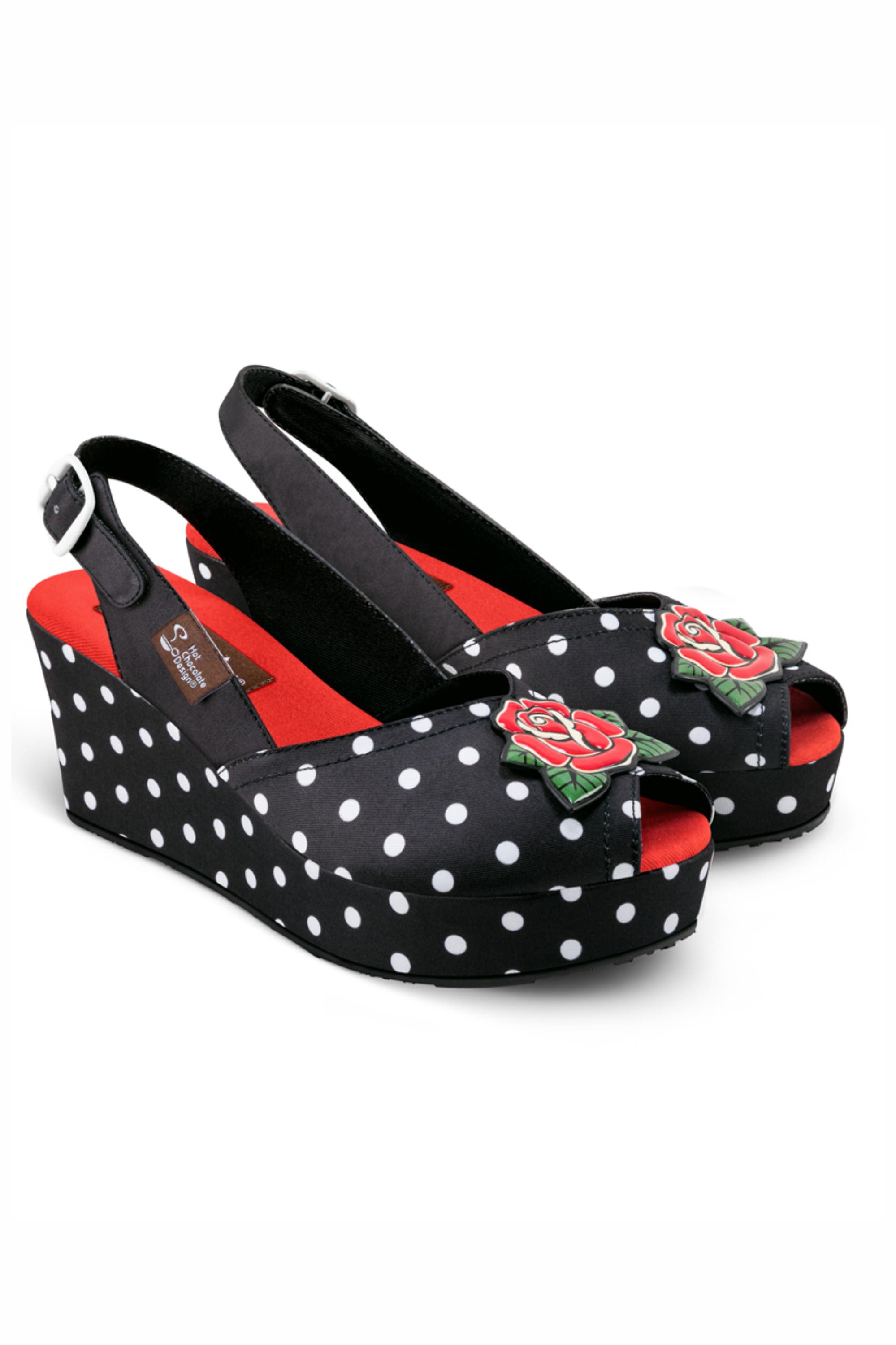 Hot Chocolate Design Rockabilly Women's Wedge Sandals, Alternate, color, Rockabilly