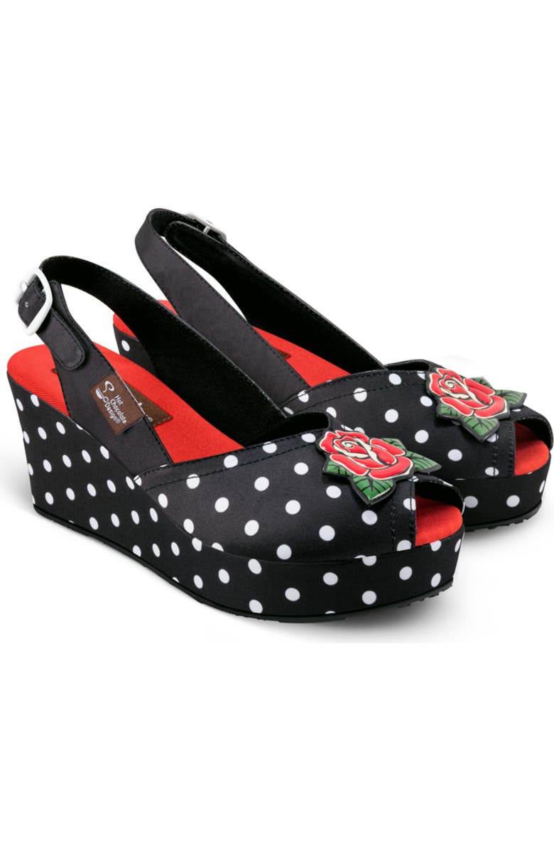 Hot Chocolate Design Rockabilly Women's Wedge Sandals, Alternate, color, Rockabilly