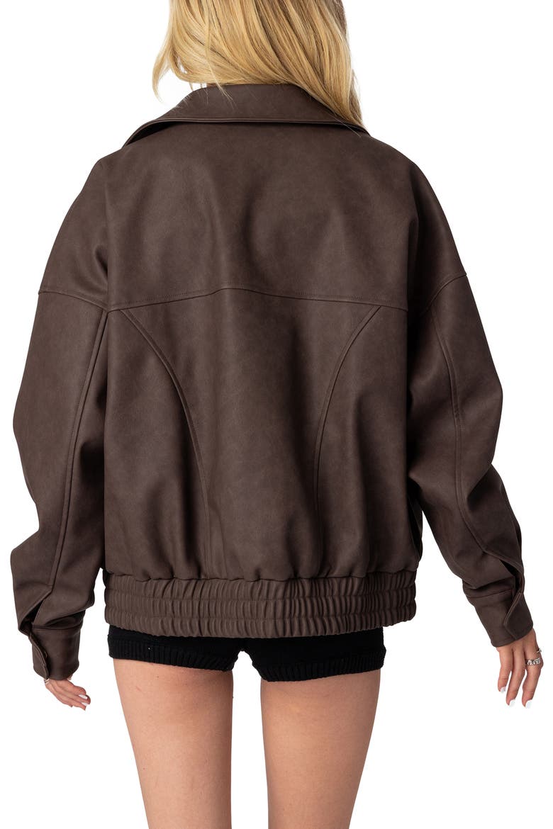 Mori Oversize Faux Leather Jacket, Alternate, color, BROWN