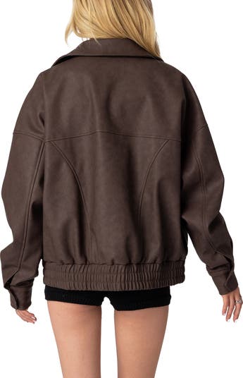 EDIKTED Mori Oversize Faux Leather Jacket | Nordstrom
